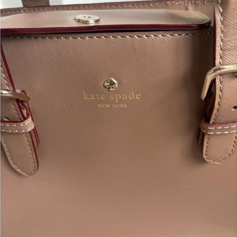 Kate Spade Tan Satchel Purse with Flaws - Picture 8 of 13